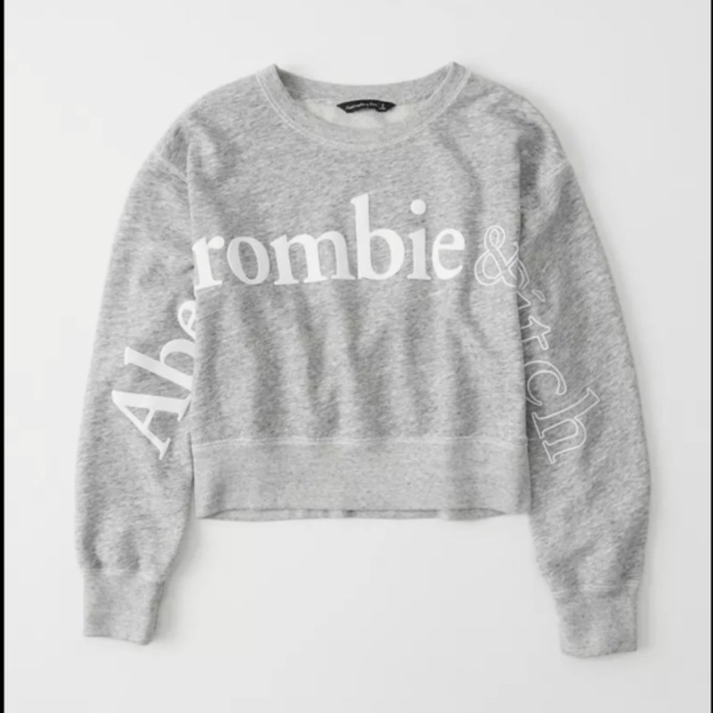 A&F Exploded Logo Crop Crewneck Sweatshirt